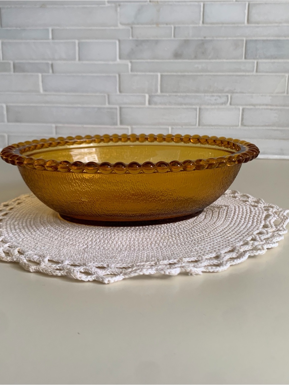 Vintage Indiana Glass Amber Hen on Nest 7” Beaded Rim Covered Dish - Picture 11 of 14